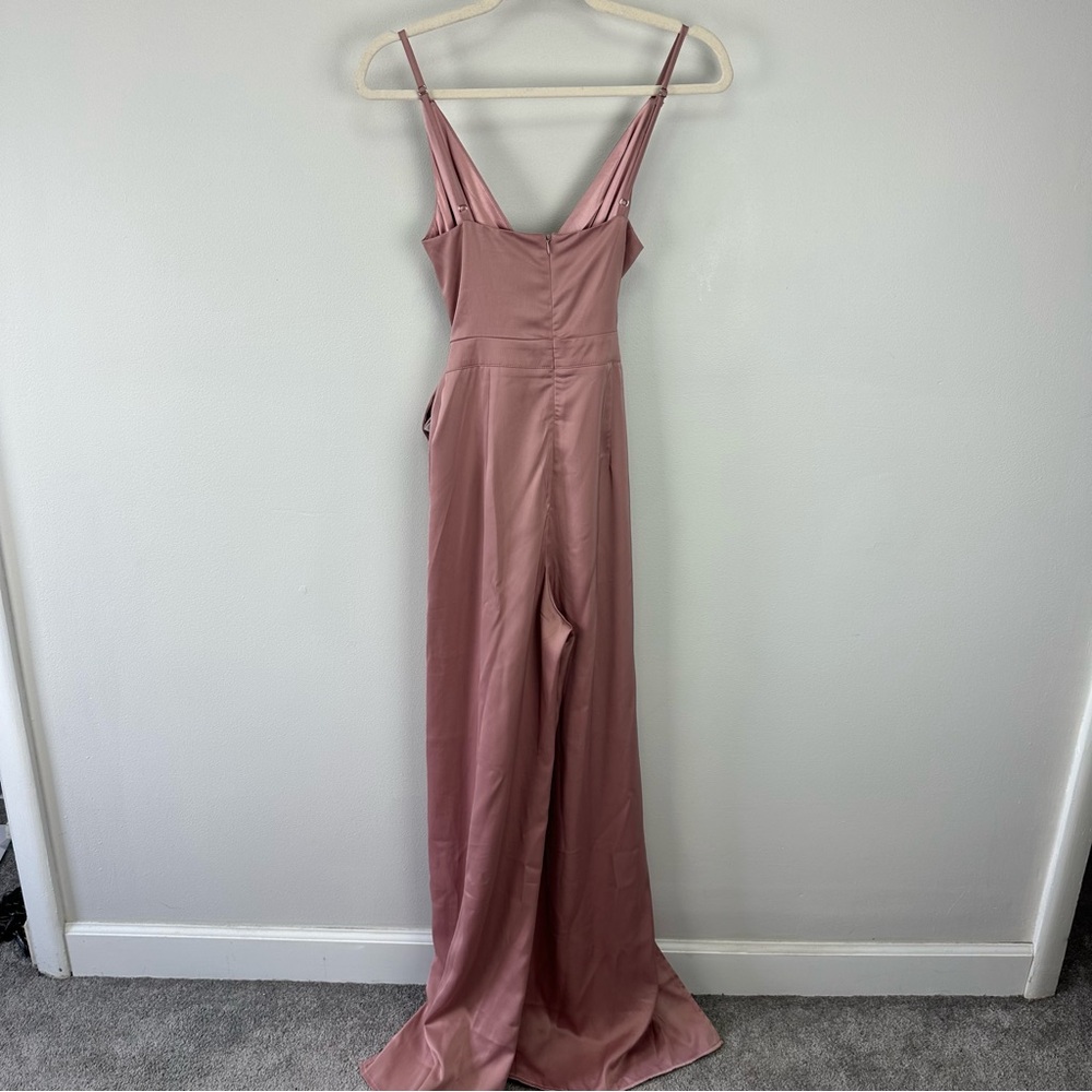 NEW Lulus Classy Night Out Mauve Satin Jumpsuit - Picture 6 of 9